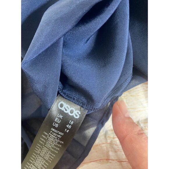 ASOS Women's Crochet Chiffon Blue Pleated Cut Out Cocktail Dress - 14 - Picture 11 of 14